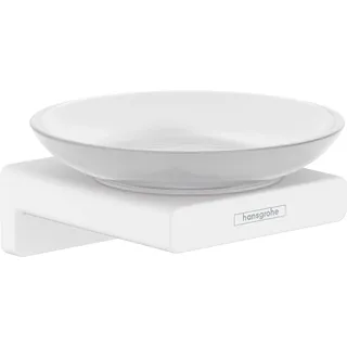 Hansgrohe AddStoris Seifenschale, Seifenablage für Wandmontage, verdeckte Befestigung, Badezimmer Zubehör, Mattweiß, 41746700