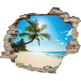 Queence "Paradies", Wandsticker, Wandbild, selbstklebend, 3D, Wanddurchbruch,