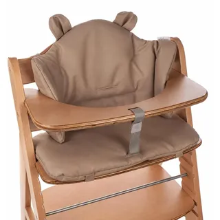 aMami Zweiteiliges Sitzkissen für Hochstuhl Hauck – Handgefertigt – Wasserdichtes Oxford-Gewebe – Antiallergisch – Bequemes Polster mit Klettverschluss - Cappuccino - Teddy