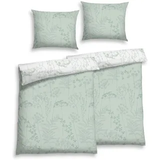 Wendebettwäsche FLORELLA "Isabel salbei Flausch-Flanell, 100% Baumwolle", grün (salbei), B/L: 140cm x 200cm, 2 Stk., 2 Stk., Flanell, B/L: 70cm x 90cm, Flanell, Obermaterial: 100% Baumwolle CO., Bettwäsche, Wendebettwäsche