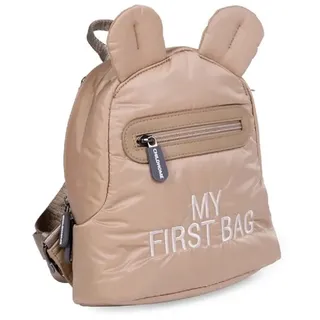 CHILDHOME, Kinderrucksack Baby, Schule, Kindergarten, Krippe, Zwei Fächer, Lunchbag/Flaschen geeignet, Abnehmbare Sicherheitsschnalle, Wasserabweisend, My First Bag, Beige