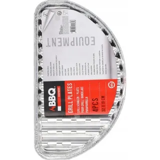 Set mit 4 halbrunden Aluminium-Grillschalen 32x19cm Einweg - Silber