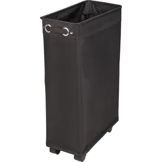 Wenko Corno Schwarz, schmaler Wäschekorb mit vier leichtgängigen Rollen, Wäschetruhe aus Polyester, Fassungsvermögen 43 L, (B x H x T): 18,5 x 60 x 40 cm