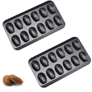 CHEDODU 2PCKMadeleineform, Madeleine-Backform mit Antihaftbeschichtung , Mini Muschelkuchen Backform Backblech Form Mold mit12 Mulden 40 * 22CM