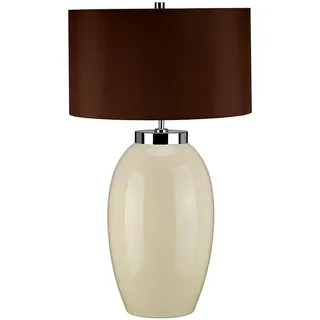 Tischlampe THALIE Porzellan Braun Ø42cm H:70cm Stoffschirm E27 Wohnzimmer