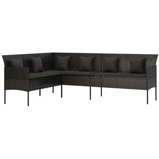 vidaXL Gartensofa in L-Form Loungesofa schwarz