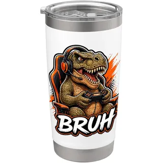 Bruh Gaming T Rex Lustige Dinosaurier Gamer Konsole Meme Grafik Doppelwandiger Edelstahl-Thermobecher