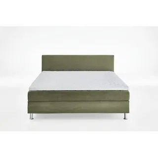 Atlantic Home Collection Boxbett inklusive Rost und Federkernmatratze, Holz, Olivgrün, 180 x 200 cm