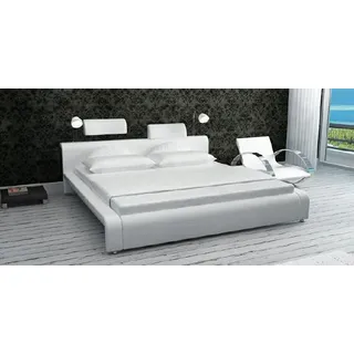Lederbett Polsterbett 180X200Cm Doppelbett Design Bett Neu - Weiß