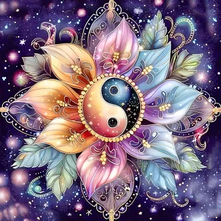 DPHERO DIY Mandala Diamant Painting Kits Bilder für Erwachsene Anfänger,5D Tai Chi Yin und Yang Diamond Painting Set,DIY Runde Steine Diamant Kunst Kits, Blumen Diamond Art für Zuhause Dekor 30x30 cm