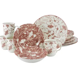 CreaTable Kombiservice 16-tlg. rot Damask