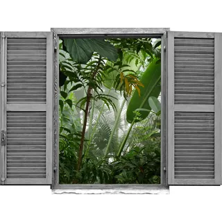 queence Wandtattoo »Urwald« Wandsticker, Wandbild, selbstklebend, 3D, Fenster, grün