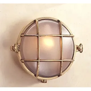 LED Wandleuchte Messing rund IP54 Maritim glanzvoll SIRENA rustikale Lampe außen