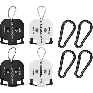 Hitopin Golf Ergebnis Zähler, 4 Stück Mini Quadrat Golf Ergebnis Zähler, Golf Scorer Zähler mit 2 Karabiner, 2 Spieler Schlagzähler mit Schlüsselkette, mit 4 Karabiner, für Golf Torwart (Schwarz,Weiß)