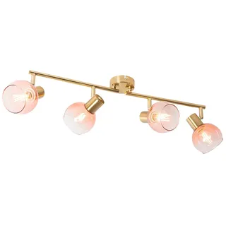 Qazqa Verstellbarer Deckenstrahler, Deckenspot - Vidro - Rosa, max. 25W, Geeignet für LED, 77cm, 4-flammig, Ideal als Wohnzimmerlampe, Küche lampe