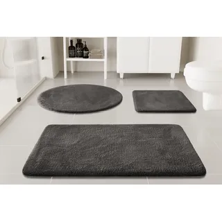 OTTO home Badematte »Neele« Höhe 20 mm rutschhemmend beschichtet schnell trocknend Badteppich, getuftet, modern, Uni, antirutsch, flauschig, Hochflor, grau