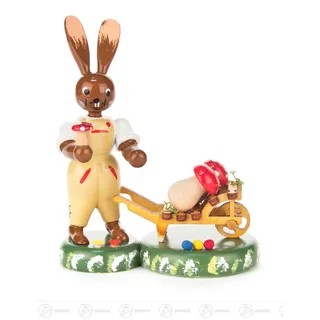 Hase mit Schubkarre und Pilzen b= x H=ca 8,5 cmx10,5 cm NEU Osterhase Osterdeko
