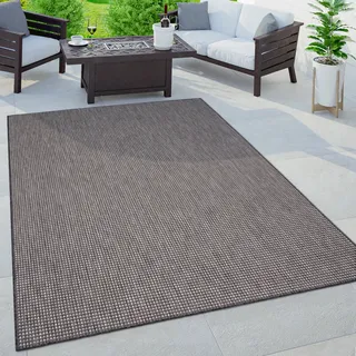 Outdoor Teppich Modern einfarbig wetterfest Pflegeleicht für Garten & Balkon Grösse 60x100 cm - Grau