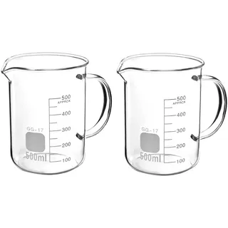 QWORK® 2 Stück Messbecher mit Griff, Borosilikatglas, 500 ml