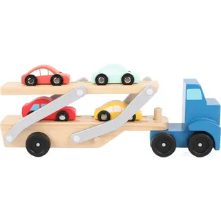 My Baby Lou Autotransporter , Multicolor , Holz, Metall, Kunststoff, Holzwerkstoff , Kiefer, Schima , massiv, Sperrholz , 7x10x32.3 cm , EN 71 , Spielzeug, Holzspielzeug