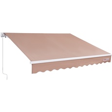 Bild von Balkonmarkise 3,6x3m Gelenkarm Markise höhenverstellbar von 2,4 bis 3,7m Klemmmarkise Sonnenmarkise PU-Beschichtung beige