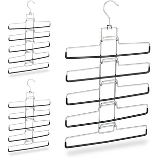 Relaxdays Mehrfachhosenbügel, 3er Set, 15 Hosen, platzsparend, rutschfest, entnehmbare Bügel, HBT: 52x33,5x2 cm, , Schlafzimmer, Kleiderschränke, Schrankzubehör