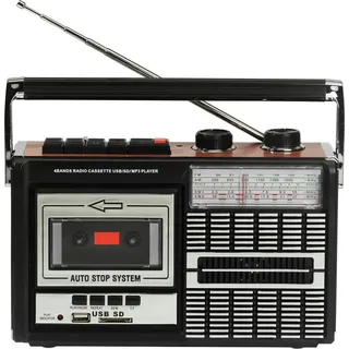 Ricatech PR85 Radio-Recorder, MP3-Wiedergabe, USB, Akkubetrieb - Braun