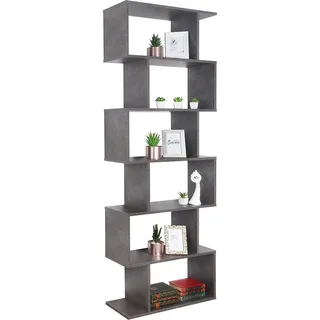 RICOO Regal 192 x 70 x 25 cm, Standregal Betonoptik grau – WM070-BG Spannplatte aus Holz, Büro Bücherregal, Wandregal klein, Regale & Ablagen, schmales Regal, Büro Bücherregale, kleines Regal