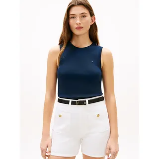 Funktionstop TOMMY HILFIGER "SLIM CODY C-NK TANK TOP", Damen, Gr. M (40), schwarz night navy, Single Jersey, Obermaterial: 100% Baumwolle, unifarben, slim fit normal, Rundhals, Tops Funktionstop, mit gerippter Textur, Rundhals