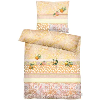 APELT Bettwäsche »Aurora Gots« Paisley Design mit Streifen und Orangen, orange,