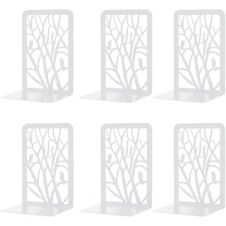 MSDADA Buchstützen, 3 Paar Metall CD Buchständer für Kinder, Ordnerhalter DVD Unsichtbares Bücherregal Buchstützen für Büro & Schule, Home Decorative Muttertag Kindertag Geschenk (Weiß)