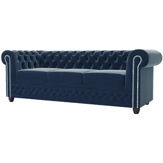 S-Style Chesterfield-Sofa 3-Sitzer mit Schlaffunktion Nyx Marineblau Samt , Dunkelblau , Textil , Echtholz,Buche, Birke , Füllung: Komfortschaum,Komfortschaum , 203x28x86 cm , Blauer Engel, FSC Mix, Oeko-Tex®, Hergestellt in Europa , Babymöbel & Kindermöbel, Kinderzimmer & Jugendzimmer, Schlafsofas