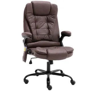 The Living Store Bürostuhl mit Massagefunktion Dunkelbraun Wildleder-Optik - Braun
