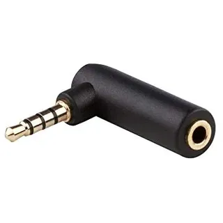 adaptare 10122 Winkel-Adapter 3,5mm Klinkenstecker (4-polig) auf Klinkenkupplung (4-polig), vergoldet, schwarz