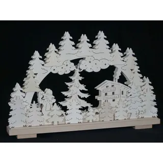 Schwibbogen el. Beleuchtet mit Schneemann und Haus 50x32cm NEU Lichterbogen