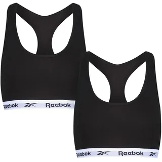 Reebok Damen, Crop Stretch Cropped Sport Top mit Racerback-Schwarz, Multi Pack von 2 T-Shirt, Blickdicht, weiß, Small