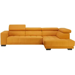 Xora Ecksofa , Gelb , Textil , Ottomane rechts, L-Form , 301x207 cm , Goldenes M , Typenauswahl, Fußauswahl, Stoffauswahl, Sitzqualitäten, seitenverkehrt erhältlich, Bettfunktion erhältlich, Hocker erhältlich, Rücken echt, individuell planbar , Wohnzimmer, Sofas & Couches, Wohnlandschaften, Ecksofas