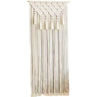HAPPOW Makramee Vorhang, Handgewebter Boho Vorhang, 65x200cm Raumteiler, Baumwollseil Wandbehang für Fenstervorhang/Türvorhang/Hochzeitshintergrund