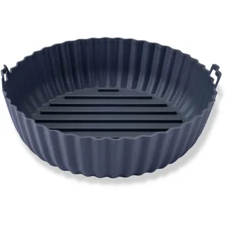 Fackelmann Silikonform für Heißluftfritteuse – 22 cm, Rund, Aschgrau, für knusprige Gerichte ohne Anhaften, Spülmaschinengeeignet