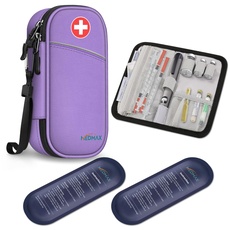 MEDMAX Insulin Kühltasche mit 2 Kühlakkus - Tragbare Diabetikertasche Wasserabweisend Isolierte Medikament Tasche Organizer Kühler Tasche für Insulin Pen und andere Diabetiker Zubehör (Lila)