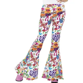 Auffällige Hippie-Schlaghose 60er-Hose weiss-bunt - Bunt