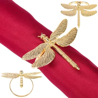 berjalan 10 Stück Satz modischer Libelle geformter Serviettenring Legierung Serviettenpapierverschlüsse für Hochzeiten/Weihnachten/Feiertage und Familientreffen (Gold)