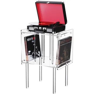 solaround Plattenspieler Regal Acryl, 46 x 37 x 66 cm, Transparent | Plattenspieler Ständer, Schallplatten Aufbewahrung Regal Tisch