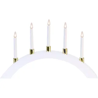 Best Season LED-Leuchtbogen "Halla" 5 warmwhite LED Material: Holz, Farbe weiss, ca. 33 cm x 55 cm, 260-58 - Weiß