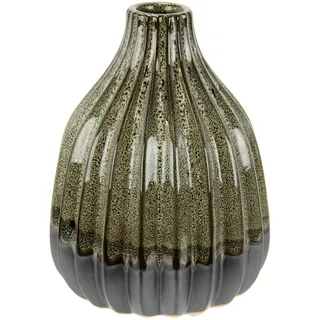 I.GE.A. Dekovase »Vase aus Keramik, geriffelt, bauchig, matt glänzend«, (1 St.), Flaschenform, Blumenvase, Tischdeko, Keramikvase, grau