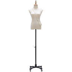 Weibliche Kleiderform Mannequin-Torso, verstellbare Höhe 130 - 190 cm Ständer, Manikin-Körpermodell mit beweglichem Metall-Rollfuß, für Kleidung, Kleid, Schmuck, Display, Nähen (ohne Kopf und Arme)
