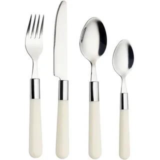 Echtwerk Besteckset , Creme , Metall , 16-teilig , rutschfester Griff, lebensmittelecht, nickelfrei , Besteck, Besteck-Sets