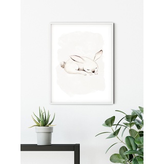 KOMAR Wandbild Sleepy Bunny - Größe: 50 x 70 cm - Poster, Kunstdruck, Dekoration, Wohnzimmer, Schlafzimmer (ohne Rahmen)