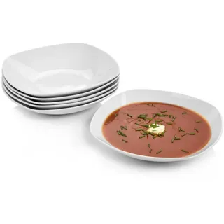 Sänger Suppenteller SET Bilgola - 6 teilig aus Porzellan , Weiß , Keramik , 6-teilig , kratzfest , Geschirr, Teller, Suppenteller