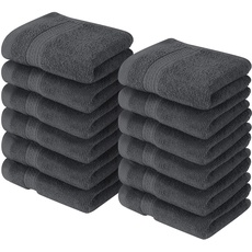 Utopia Towels - 12er Pack Seiftücher mit Aufhängeschlaufen 30x30 cm, aus 100% Baumwolle weiche und saugfähige Waschlappen für die Gesichtsreinigung (Grau)